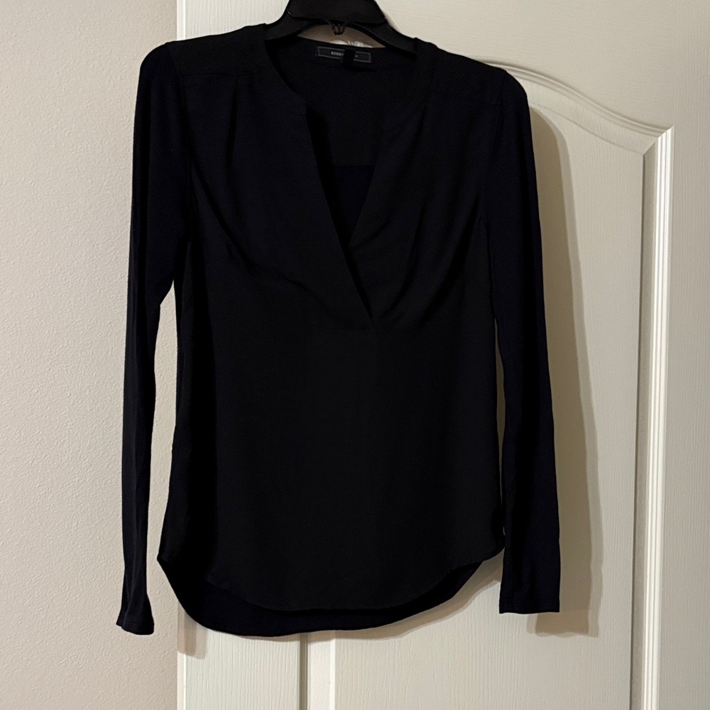 BCBGMaxAzria Black Long Sleeve Blouse